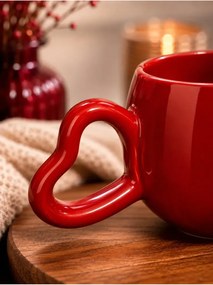 Ειδική κεραμική κούπα με καρδιά λαβή Κόκκινο 7.5x7.5 cm