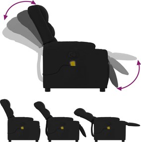 vidaXL Πολυθρόνα Μασάζ Ανακλινόμενη Μαύρη Υφασμάτινη