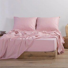 Σεντόνι Με Λάστιχο Basic Pink Nef-Nef Διπλό 120x230cm Με Λάστιχο 100% Βαμβάκι