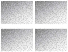 vidaXL Επιφάνειες Καρό 4 pcs Ασημί 70 x 50 cm Αλουμίνιο