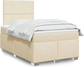 vidaXL Κρεβάτι Boxspring με Στρώμα Κρεμ 120x200 εκ. Υφασμάτινο