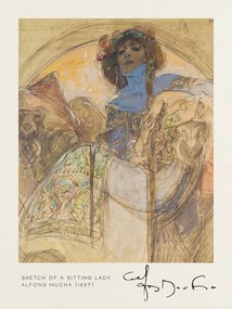 Αναπαραγωγή Sketch of a Sitting Lady - Alfons Mucha