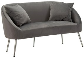 SILVERY Διθέσιος Καναπές με Μαξιλάρια Γκρι/Ασημένιος 137x69