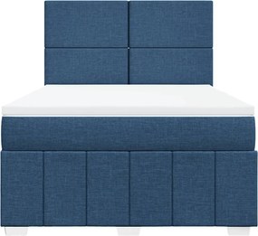 vidaXL Κρεβάτι Boxspring με Στρώμα Μπλε 160x200 εκ. Υφασμάτινο