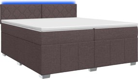 vidaXL Κρεβάτι box spring με στρώμα Σκούρο Καφέ 200 x 200 cm Ύφασμα