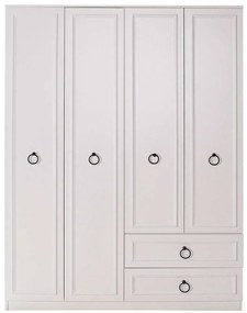 Ντουλάπα Τετράφυλλη 479ADR1702 140x52x185cm White-Black Τετράφυλλη