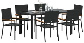 vidaXL Σέτ φαγητού για κήπο 7 pcs Μαύρο 150 x 90 x 75 cm