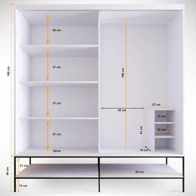 Διφυλλη Ντουλαπα Συρομενη Λευκο MARTIN 57x150x200