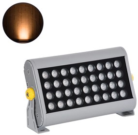 90445 GloboStar® GLOBOSTAR® FLOOD-HENA 90445 Προβολέας Σποτ Wall Washer LED 36W 3060lm 30° AC 220-240V Αδιάβροχο IP67 Πορτοκαλί 2200K - Ασημί - Μ30 x Π6 x Υ17cm - 3 Χρόνια Εγγύηση