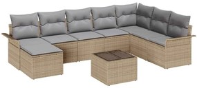 vidaXL Σετ Καναπέ Κήπου με μαξιλάρι 9 pcs Μαύρο Πολυ ράταν
