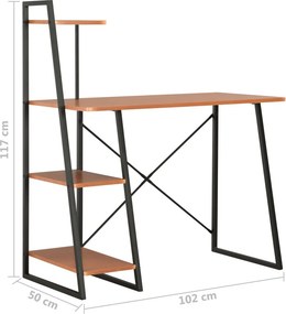 vidaXL Γραφείο με Ράφια Μαύρο / Καφέ 102 x 50 x 117 εκ.