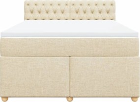 vidaXL Κρεβάτι Boxspring με Στρώμα Κρεμ 140x200 εκ. Υφασμάτινο