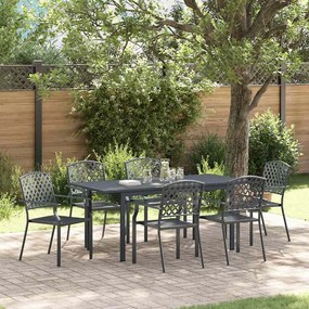 vidaXL Σέτ φαγητού για κήπο 7 pcs Ανθρακί Ατσάλι με Πούδρα