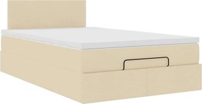 vidaXL Οθωμανικό κρεβάτι με στρώμα Cream 120x200cm ύφασμα