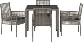vidaXL Σέτ φαγητού για κήπο 5 pcs Γκρι συνθετικό ρατάν