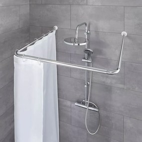 Βραχίονας Μπάνιου Γωνιακός Universal 0345 2,5mm 90x90cm 101 Chrome Kleine Wolke 90X90cm Αλουμίνιο
