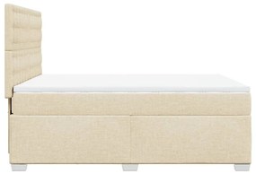 Κρεβάτι Boxspring με Στρώμα Κρεμ 140x200 εκ. Υφασμάτινο - Κρεμ