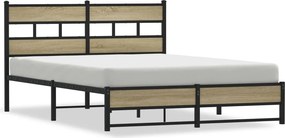 vidaXL Σκελετός Κρεβ. Χωρίς Στρώμα Sonoma Δρυς 140x200 εκ. Μεταλλικό