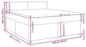 Κρεβάτι Boxspring με Στρώμα Σκούρο Καφέ 180x200 εκ Υφασμάτινο - Καφέ