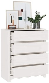 vidaXL Κομοδίνο με συρτάρι Λευκό 76.5 x 40 x 91 εκ Μασίφ ξύλο πεύκου