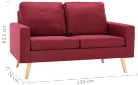 vidaXL Καναπές Διθέσιος Μπορντό Υφασμάτινος