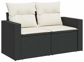 vidaXL Σαλόνι Κήπου Σετ 4 Τεμαχίων με Μαξιλάρια Μαύρο Συνθετικό Ρατάν