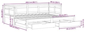 Καναπές Κρεβάτι Συρόμενος Χωρίς Στρώμα 90x200 εκ. &amp; Συρτάρια - Καφέ