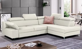 Γωνιακός Καναπές – Κρεβάτι Dorris Λευκή Δερματίνη 278x210x96 με αποθηκευτικό χώρο – Δεξιά Γωνία – TED4589