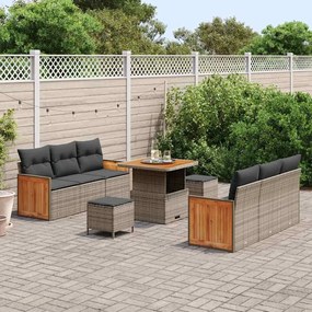vidaXL Σετ Καναπέ Κήπου με μαξιλάρι 9 pcs Γκρι 80 x 80 x 71 cm