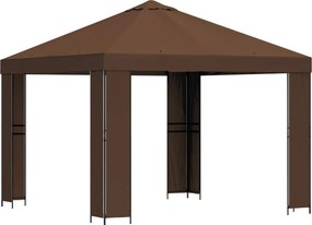 vidaXL Κιόσκι 3 x 3 m Καφέ Πολυεστέρας και Χάλυβας 190 gsm