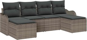vidaXL Σετ Καναπέ Κήπου με μαξιλάρι 6 pcs Γκρι Πολυ ράταν