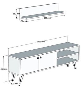 Σύνθετο σαλονιού Aric ανθρακί-καρυδί 140x30x45εκ