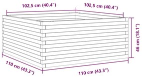 Ζαρντινιέρα Κήπου 110x110x46 εκ. από Μασίφ Ξύλο Ψευδοτσούγκας - Καφέ