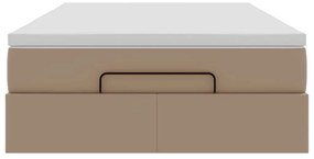 vidaXL Οθωμανικό κρεβάτι με στρώμα Cappucino 120x200cm Faux Leather