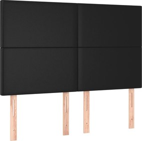 vidaXL Κρεβάτι Boxspring με Στρώμα &amp; LED Μαύρο 140x190 εκ. Συνθ. Δέρμα