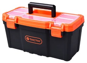 Tactix 320101 Εργαλειοθήκη Πλαστική, Με Ένα Αποσπώμενο Ράφι, Διάφανο Καπάκι &amp; Θήκες 40.5 ×21 ×20cm