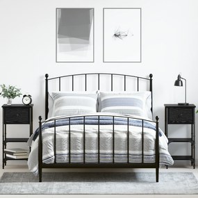 vidaXL Κομοδίνα 2 τεμαχίων Μαύρο Δρυός 34x36x70 cm Επεξεργασμένο ξύλο