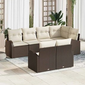 vidaXL Σετ Καναπέ Κήπου με μαξιλάρι 7 pcs Καφέ Πολυ ράταν