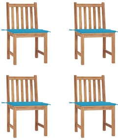 vidaXL Καρέκλες Κήπου 4 Τεμαχίων από Μασίφ Ξύλο Teak με Μαξιλάρια