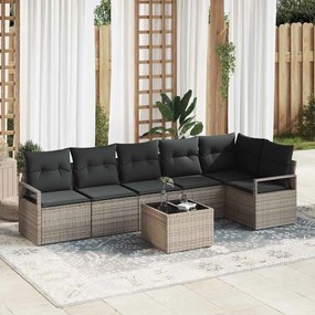vidaXL Σετ Καναπέ με μαξιλάρι 7 pcs Γκρι συνθετικό ρατάν