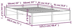 Πλαίσιο Κρεβατιού Λευκό 120x190 εκ. Μασίφ Ξύλο Small Double - Λευκό