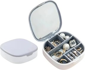 Θήκη οργάνωσης κοσμημάτων mini με καθρέπτη - LD988 - 292214 - White