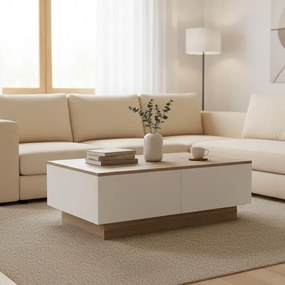 Τραπεζάκι σαλονιού Winey σε sonoma-λευκή απόχρωση 90x60x31.5εκ 90x60x31.5 εκ.