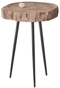 WOODWELL ΕΑ7104,2PATEL Τραπεζάκι Σαλονιού Καθιστικού, Μέταλλο Βαφή Μαύρο, Ξύλο Ακακία Φυσικό +/-34x33x40cm ΕΑ7104,2