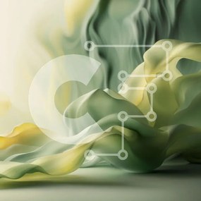 Intra Συλλεκτικό Ξύλινο Παζλ Plywood  4mm - Δονούμενη πράσινη και κίτρινη αφηρημένη ζωγραφική Σε Ξύλινο Κουτί - Διαστάσεις Puzzle: 10x10 cm – 25 κομμάτια