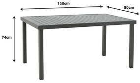 Τραπεζαρία Elation-Kliton A σετ 5τεμ αλουμίνιο σε ανθρακί απόχρωση 150x80x74εκ 150x80x74 εκ.