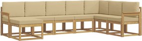 vidaXL Σειρά Καναπέ Εξωτερικού με μαξιλάρι 8 pcs Λευκό και Μπεζ