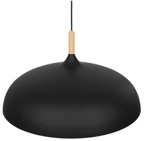 GloboStar® VALLETE BLACK 01259 Μοντέρνο Κρεμαστό Φωτιστικό Οροφής Μονόφωτο 1 x E27 Μαύρο Μεταλλικό Καμπάνα Φ60 x Y35cm