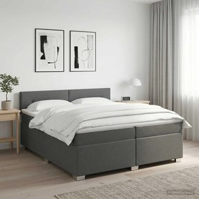 vidaXL Κρεβάτι box spring με στρώμα Σκούρο Γκρι 200 x 200 cm Ύφασμα