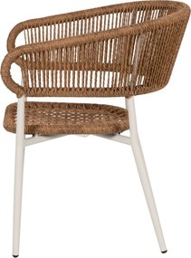 Πολυθρόνα Κήπου ArteLibre KARURU Λευκό/Φυσικό Αλουμίνιο/Rattan 63x63x77cm